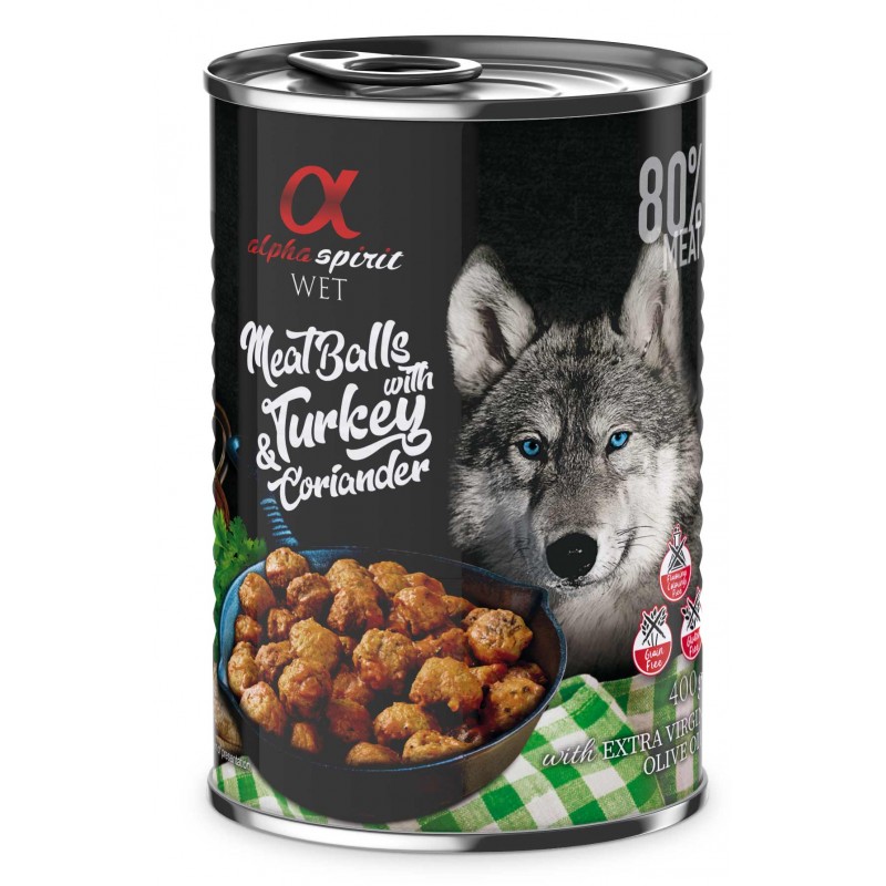 Alpha Spirit Indyk z Kolendrą - Mięsne klopsiki dla psa