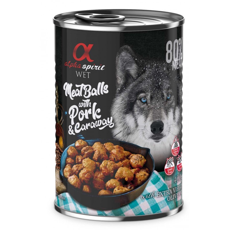 Alpha Spirit z wieprzowiną i kminkiem - Mięsne klopsiki dla psa