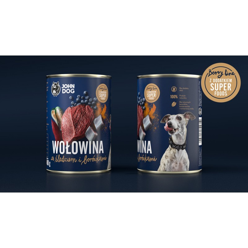 John Dog Senior Wołowina i śledź z borówkami - Karma mokra dla psów