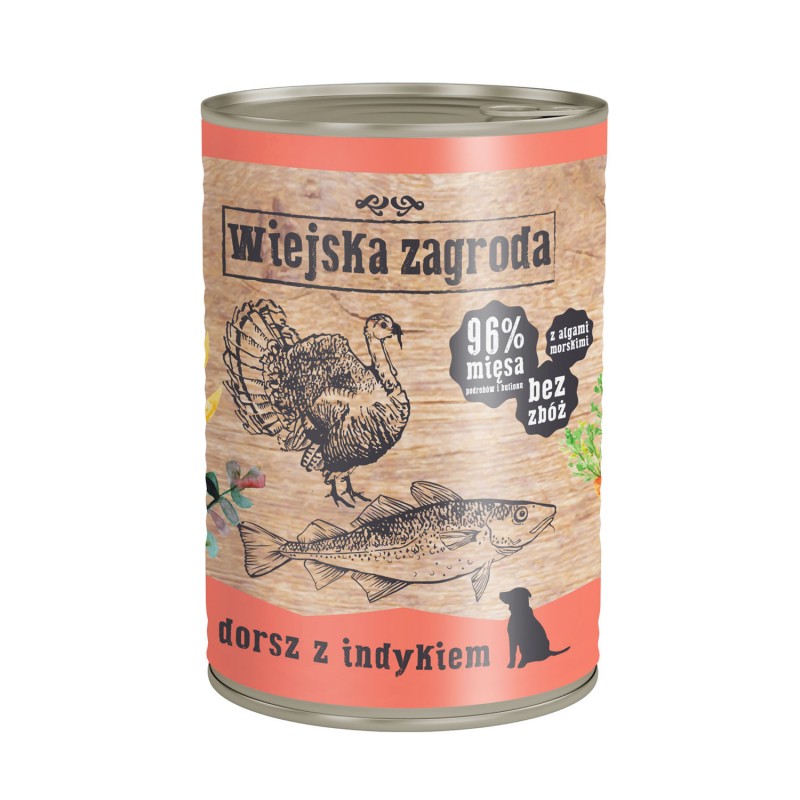 Wiejska Zagroda Dorsz z indykiem - karma mokra dla psa