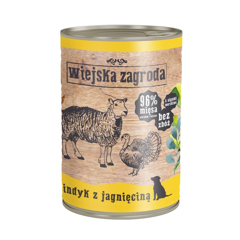 Wiejska Zagroda Indyk z jagnięciną - karma mokra dla psa