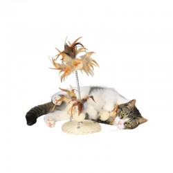 Zabawka dla kota z piórkami na sprężynie, 15x30 cm