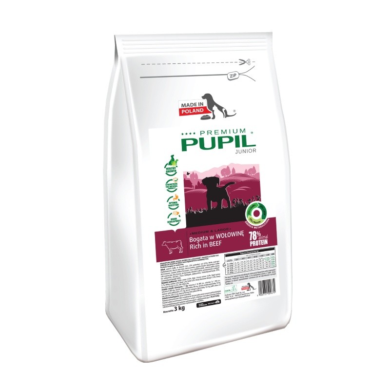 PUPIL Premium JUNIOR MEDIUM & LARGE bogata w wołowinę