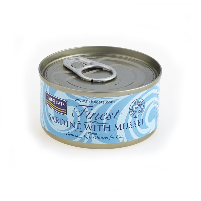 FISH4CATS Sardynka z omułkiem Zielonowargowym (sardine with mussel) 70G - KARMA MOKRA DLA KOTA