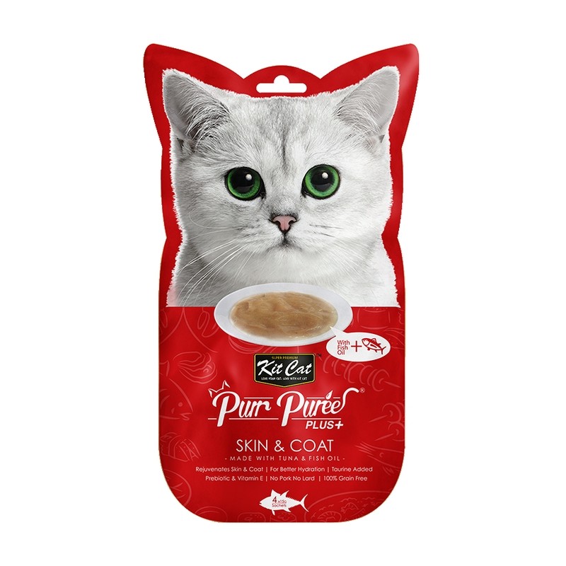 Kit Cat Purr Puree Plus+ Tuna & Fish Oil (Skin & Coat) 4x15g